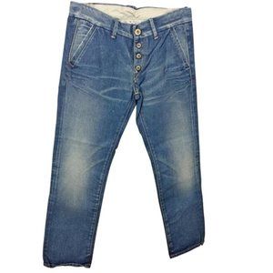 Replay women's size 28 slit pocket button fly faded wash ankle crop jeans 29x26